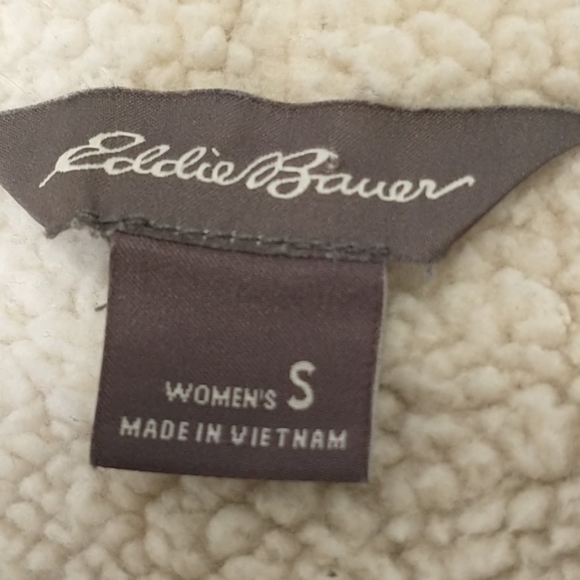 Eddie Bauer grey fleece lined hooded jacket - Picture 3 of 5